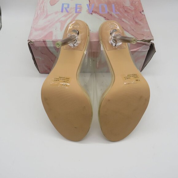 Revol Women's Clear Strap Heeled Mules Transparent PVC Design Size 7.5 NEW - Picture 7 of 7